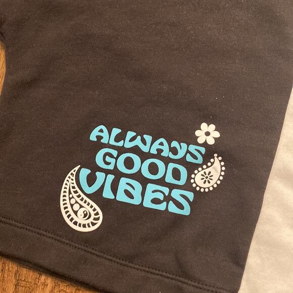 Justice Sport Girls Sweatshirt Colorblock Black daisy smile active - Picture 7 of 8